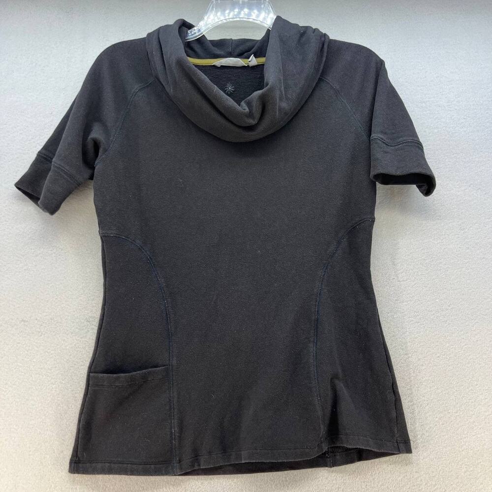 Athleta Sweater Top Women's Size Medium Black Coronada Short Sleeve